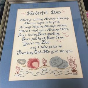 Wonderful Dad Embroidered Wall Art